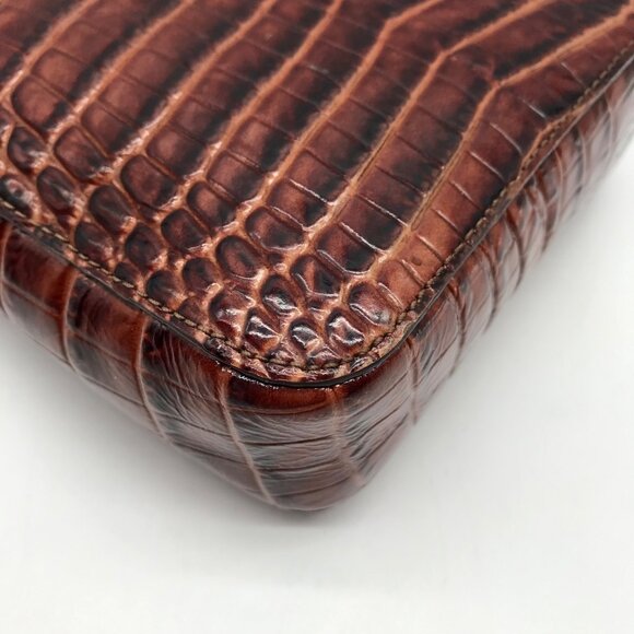 Brahmin Pecan Croc Embossed Leather Marley Crossbody Bag - Picture 8 of 10